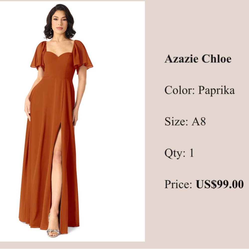 Azazie Chloe in paprika